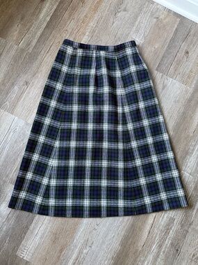 VTG PENDLETON Plaid A-Line Skirt Green Blue Red Size 25 26